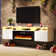 Bhhatu Modern Floating Fireplace TV Stand with Storage & High Gloss Geometric Doors
