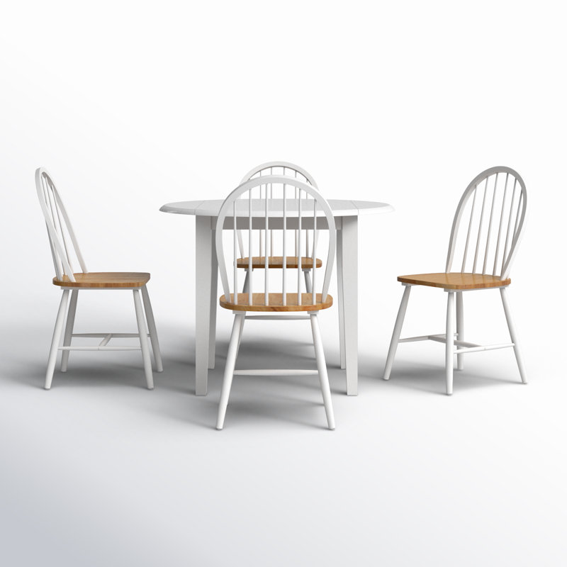 Ensemble de salle à manger Framlingham, Blanc, 5 pièces: table, 4 chaises, Blanc / Naturel