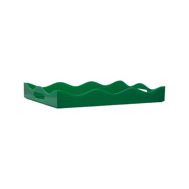 Spangle Scalloped Tray Green, Green