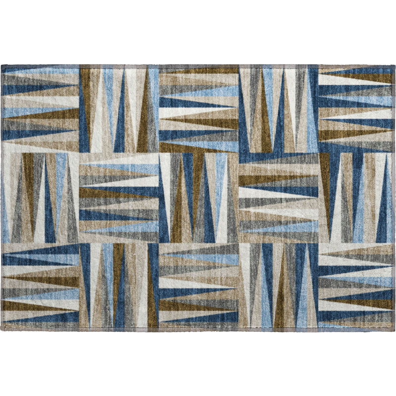 Premium Machine Washable Collett AMF1012 Squares Rug, Rectangle 1'8" x 2'6"