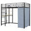 Lit mezzanine en métal avec bureau, tablettes, prise de courant, lumière DEL et garde-robe-411726410-411726413