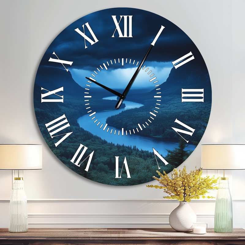 Horloge murale en métal Storm River Valley - Nature, Surdimensionné