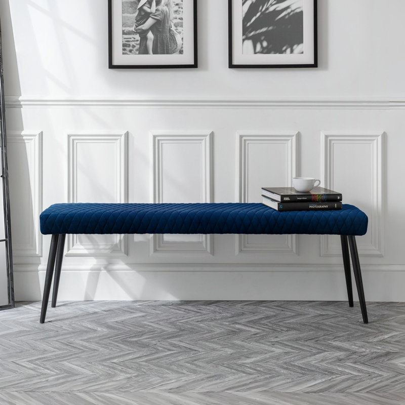 Wynnfield Velvet Upholstered Bench, Blue