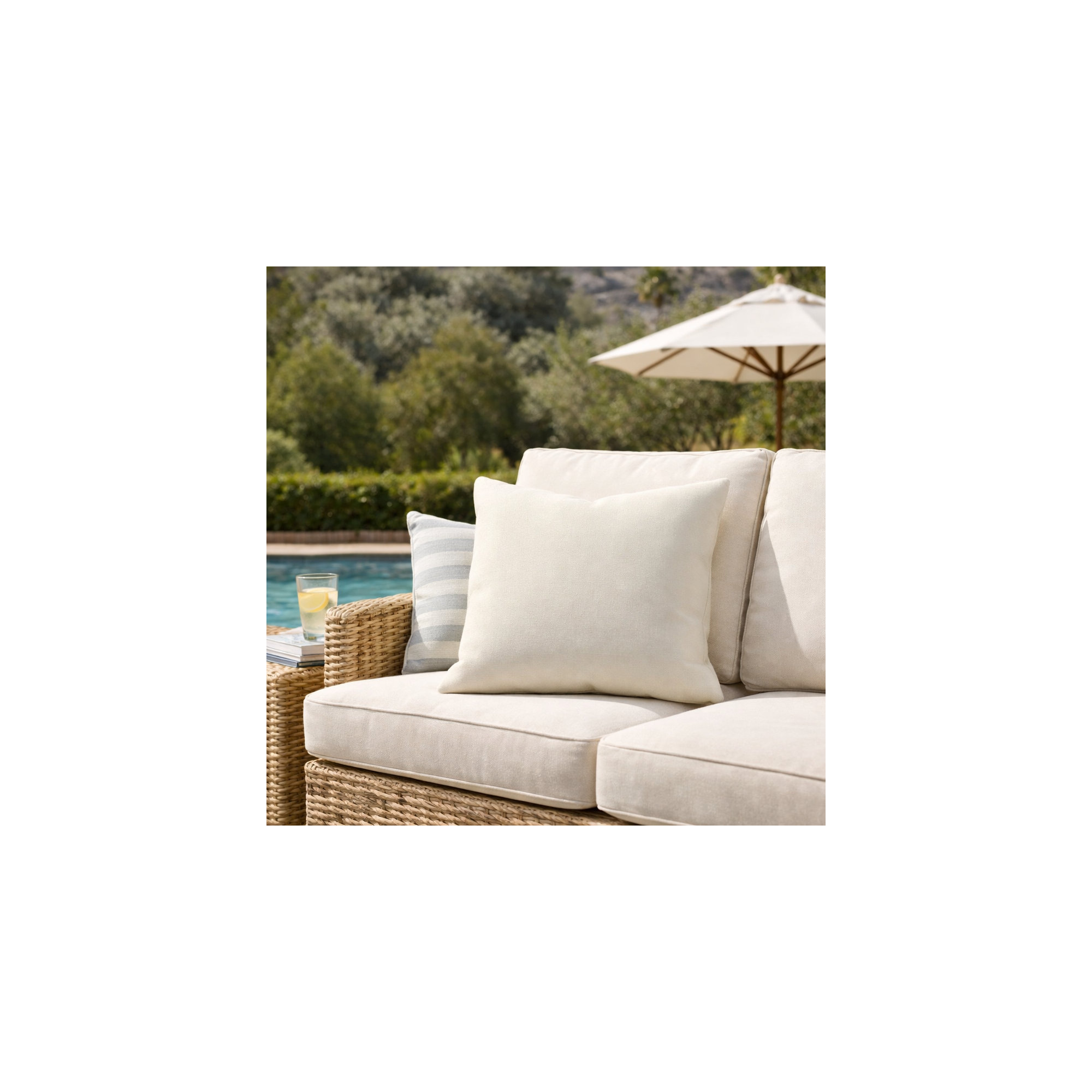 Indoor/Outdoor Throw Pillow, Square 18", Canvas Natural Sunbrella® Canvas