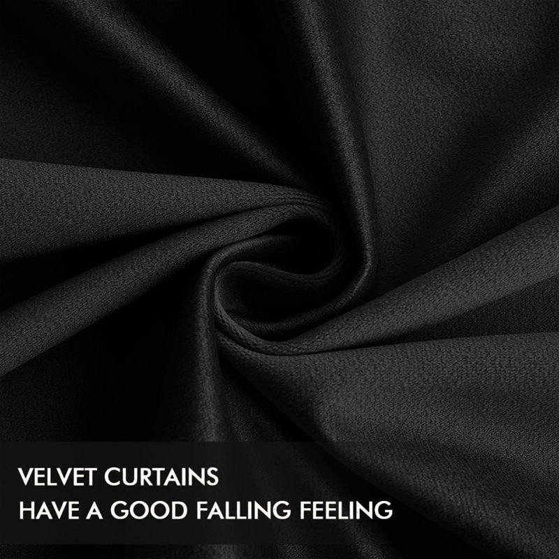 Aspire Homeware 100% Velvet Eyelet Room Darkening Curtain Single Panel for Luxury Window Decor, Black