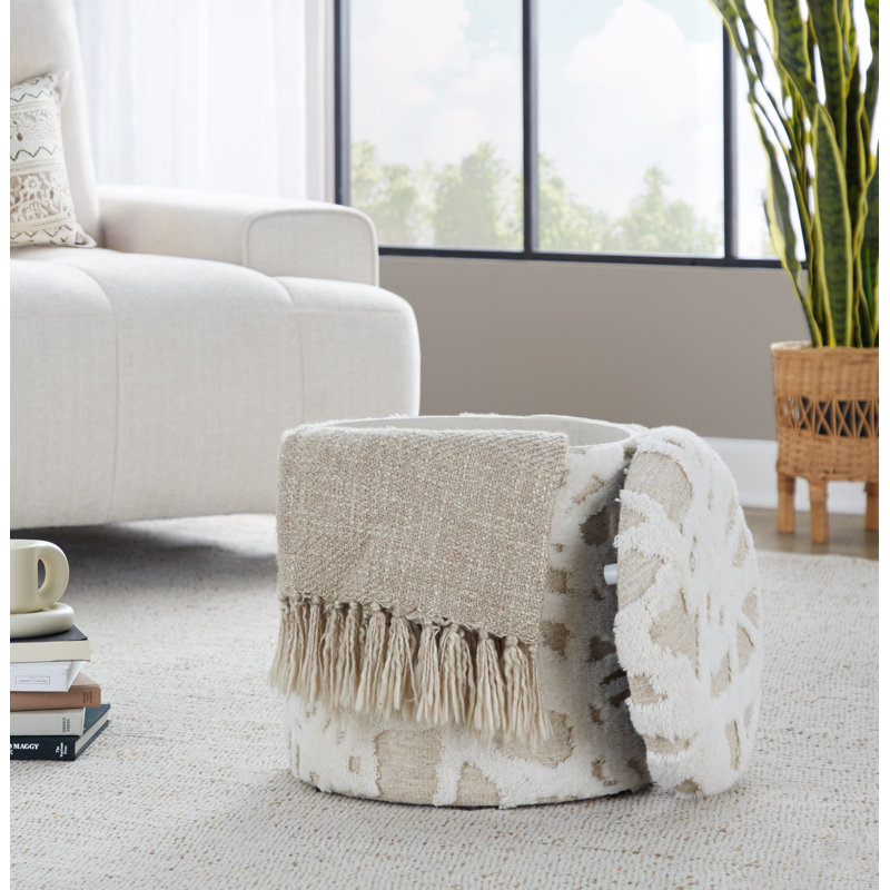 Meadow Shag Storage Ottoman with Textured Design