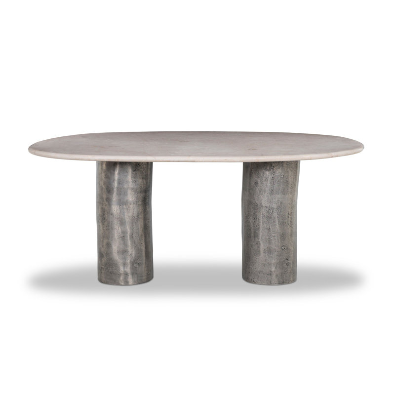 Rhys Oval Marble Double Pedestal Dining Table