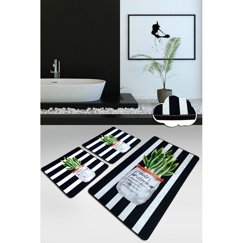Ensemble de tapis de bain de luxe (3 pièces) en polyester antibactérien doux de 23,6 po x 39,4 po et de 19,7 po x 23,6 po | Dessous antidérapant, 700 g / m² | Lavable à la machine, idéal pour le confort et la sécurité de la salle de bain