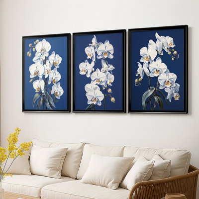 FLORAL Series CLXXXI  -Custom Framed  Wrapped Gallery Canvas - 3 Pieces