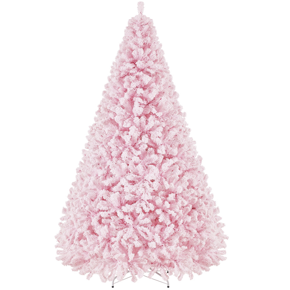 Pre-lit Flocked Artificial Christmas Tree with Foldable Stand The Holiday Aisle® Size: 9'