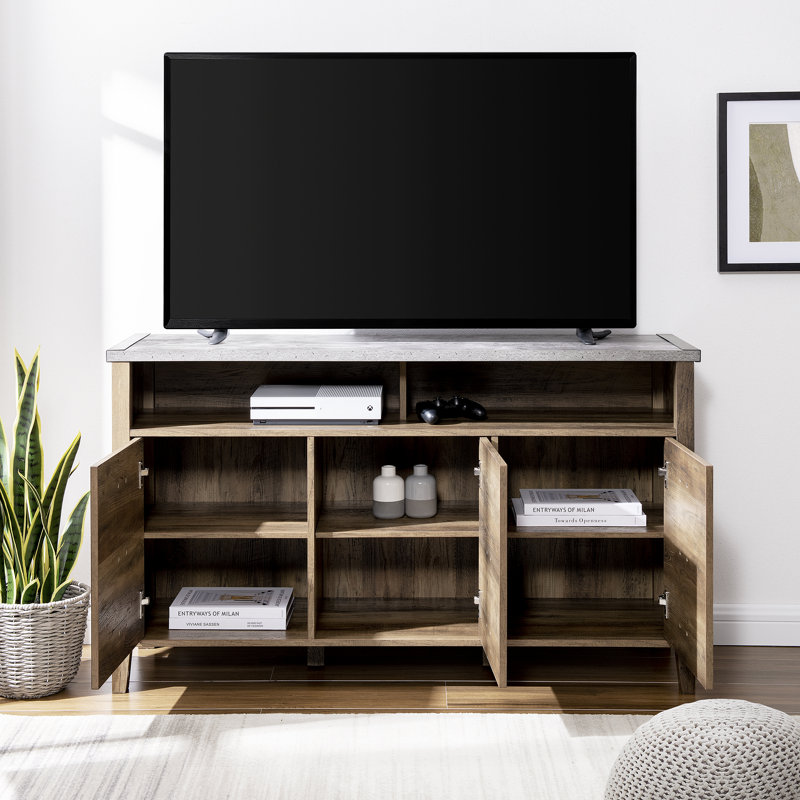 Meuble télé Dossantos pour téléviseur de 58 po ou moins, Béton foncé