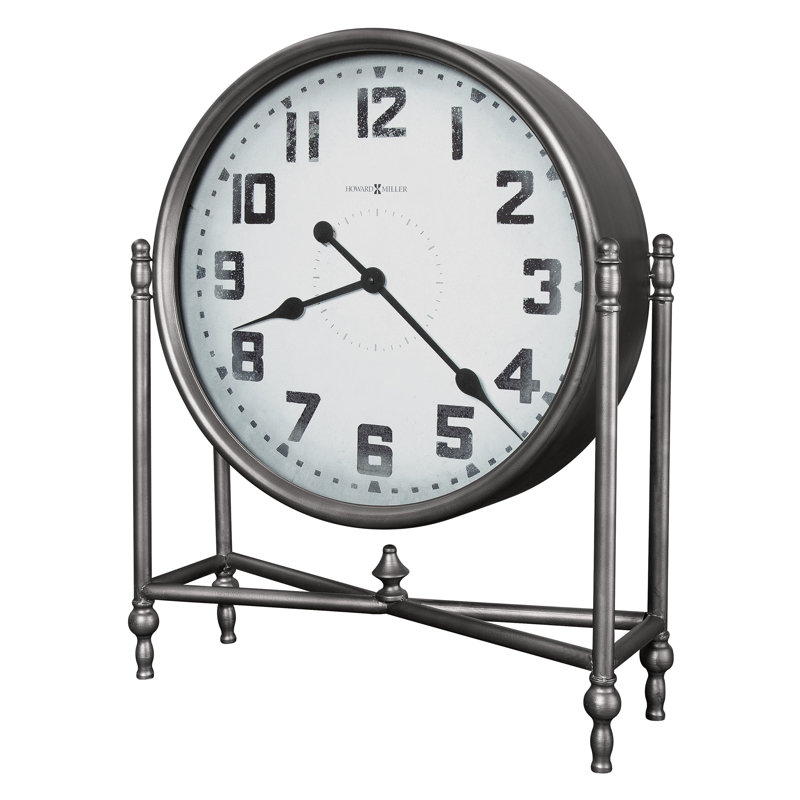 Analogue Metal Quartz Movement / Crystal Tabletop Clock in Black