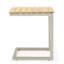 LifestyleGarden Moorea Aluminum and FSC Teak Outdoor Patio Coral Sand C-shape Side Table-1615336976
