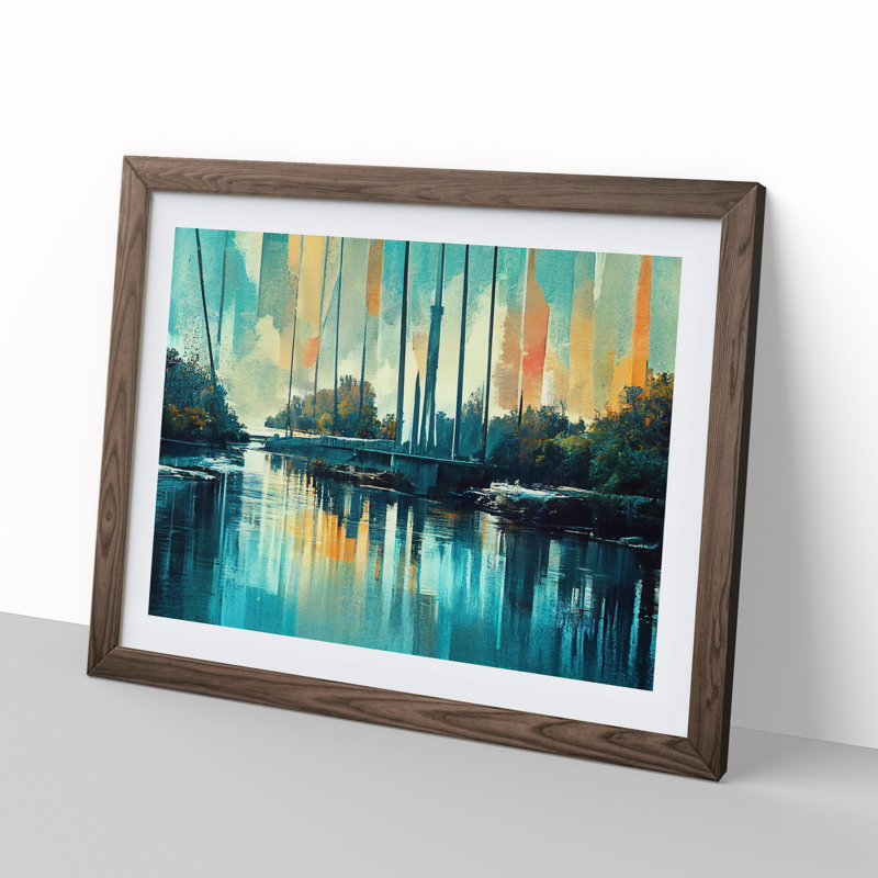 Abstract River Art Vol.1 - Framed Print, 25cm H x 34cm W x 2cm D, Walnut
