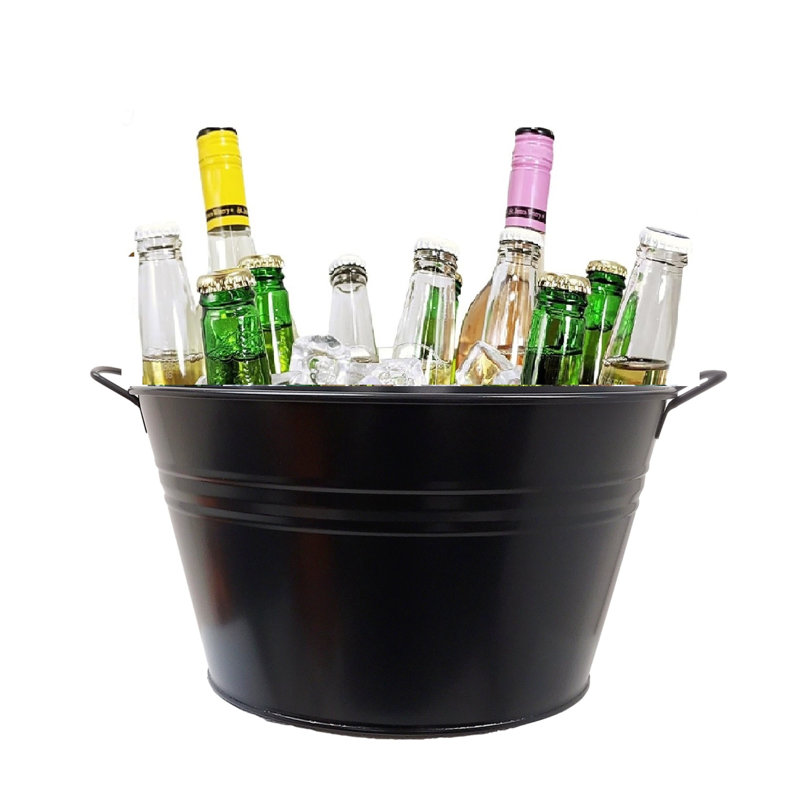 Bac à boissons en acier émaillé. P 13,5 po x H 8 po, noir anthracite
