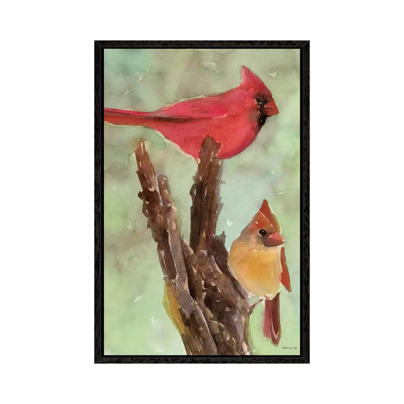 Cardinal I - Painting on Canvas, Black Floater Framed, 101.6cm H x 66.04cm W x 3.81cm D