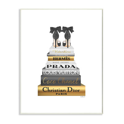 «Black Heels Gold Bookstack Glam Fashion» par Amanda Greenwood - impression d'art graphique