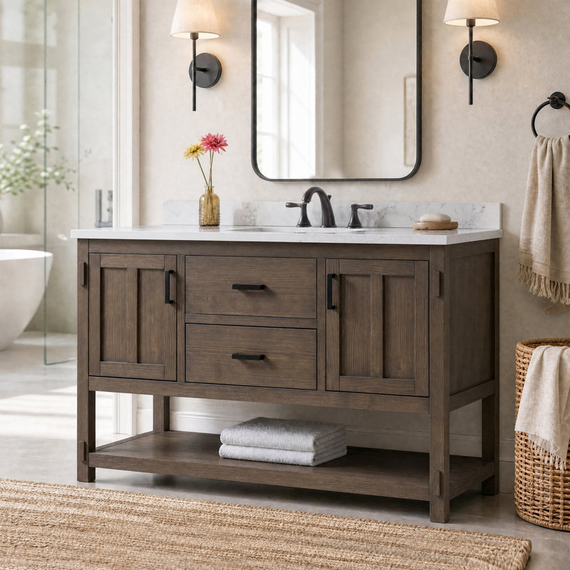 Meuble-lavabo simple 54 po Floyd, Brun cacao