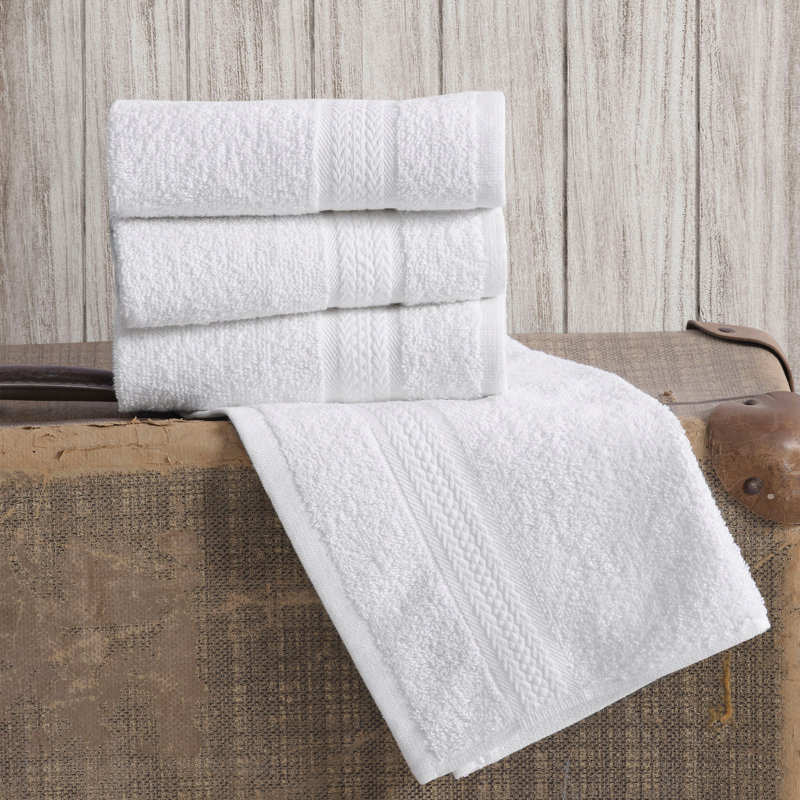 4-Piece Quick-Dry Turkish Cotton Washcloth Set, 13x13 Absorbent Face Cloths, White