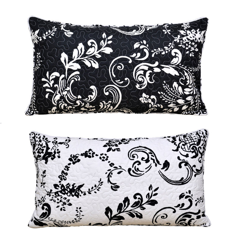 Abstract Rectangular Lumbar Cushion Cover, Black/White