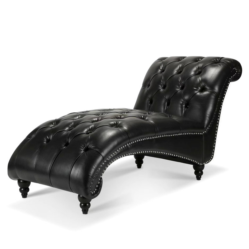Modern Style Lounge Chaise With 44.09 In Seat Depth And Solid Wood Frame Quality Deep Stable Construction, Black 