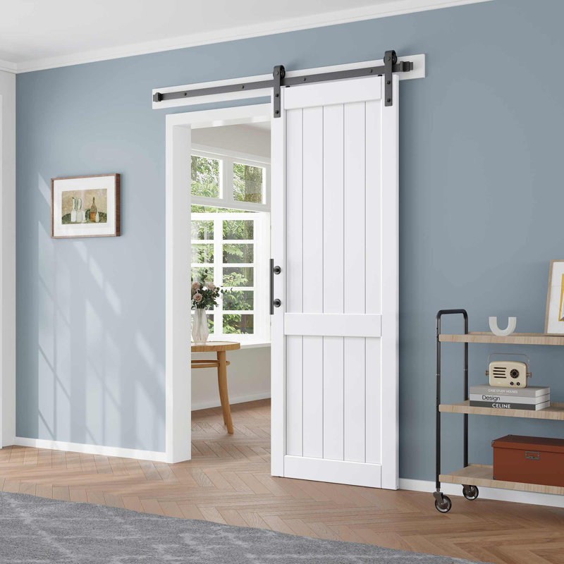 84" Height Paneled Barn Door with Installation Hardware Kit, 30" x 84"