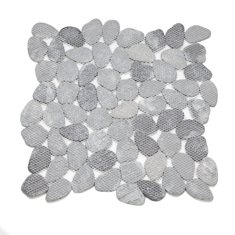 Recycled Cenote Pebble 13" x 13" Glass Wall & Floor Tile, Smoke Gray