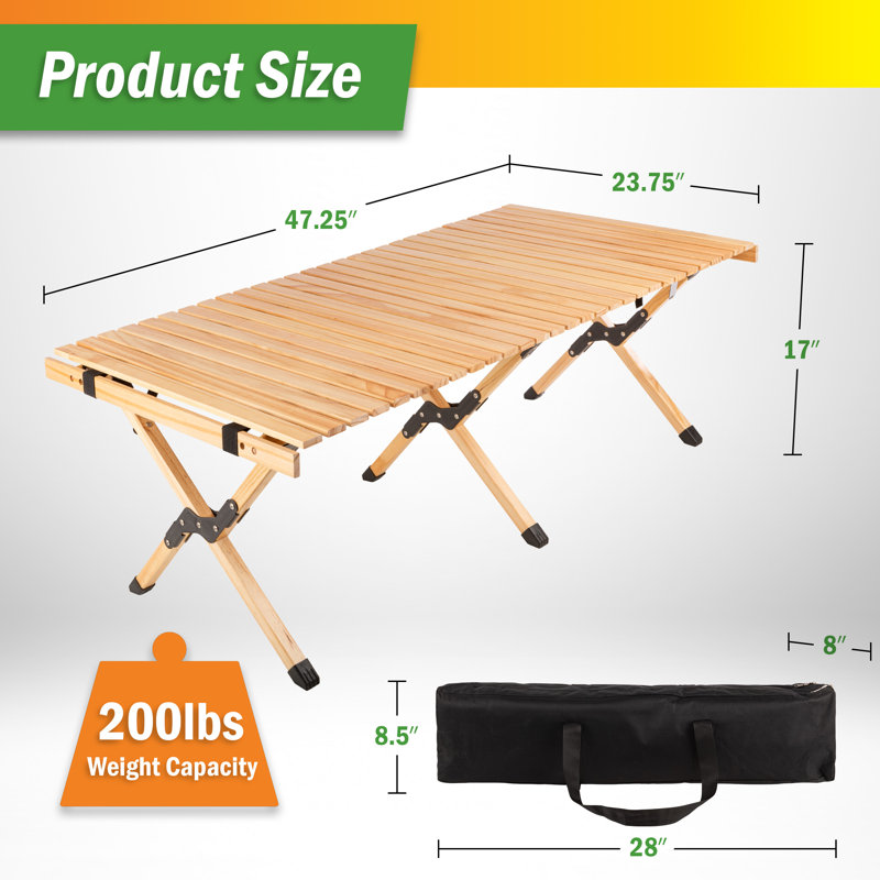 Table de camping pliable à l'extérieur - Table pliante - Table de pique-nique portable à montage facile avec sac de transport - Table de voyage, de fête ou de plage intérieure ou extérieure à faible hauteur