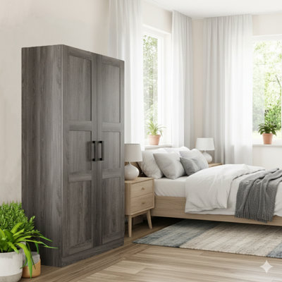 Contemporary 2-door Wardrobe Closet – Stylish Storage With Shelves & Hanging Space. by Ebern Designs