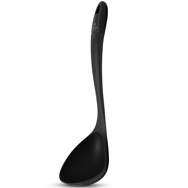 Zulay Kitchen Soup Ladle Spoon with Comfortable Grip - Cooking and Serving Spoon Black