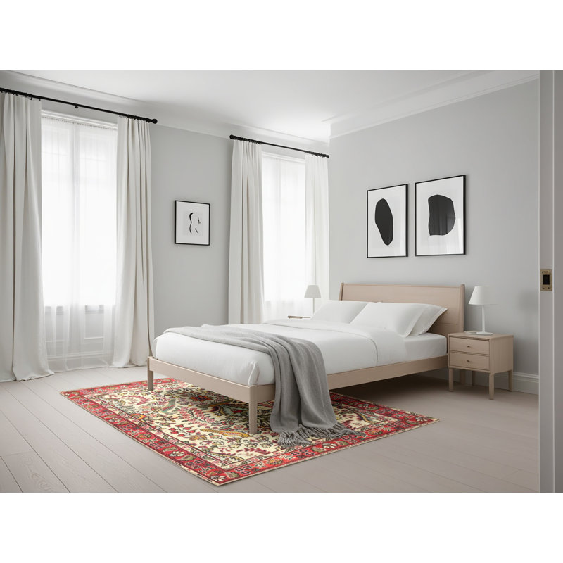 Tapis oriental rouge / beige / vert Abello, Rectangle 5 pi x 7 pi