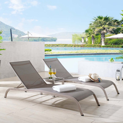 Savannah Outdoor Patio Mesh Chaise Lounge Set with Side Table by Modway by Modway