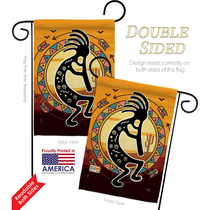 Drapeau de jardin en polyester 2 côtés Kokopelli