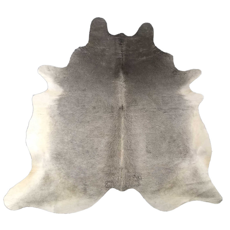 Tapis gris en cuir / cuir de vache à imprimé animal 6 pi 5 po x 7 pi 5 po Novelty Deforge, Nouveauté 6 pi x 7 pi