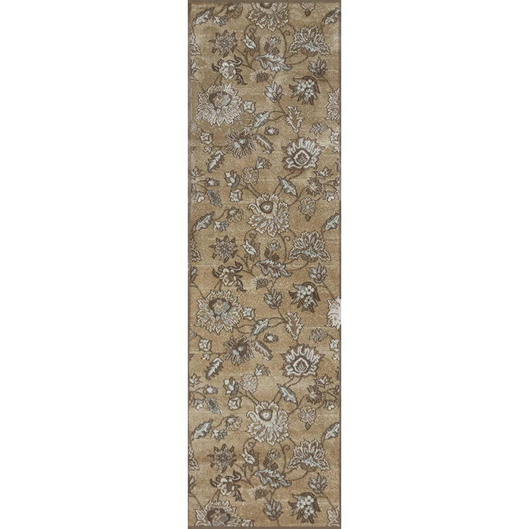 Tapis de zone beige floral Ackermanville