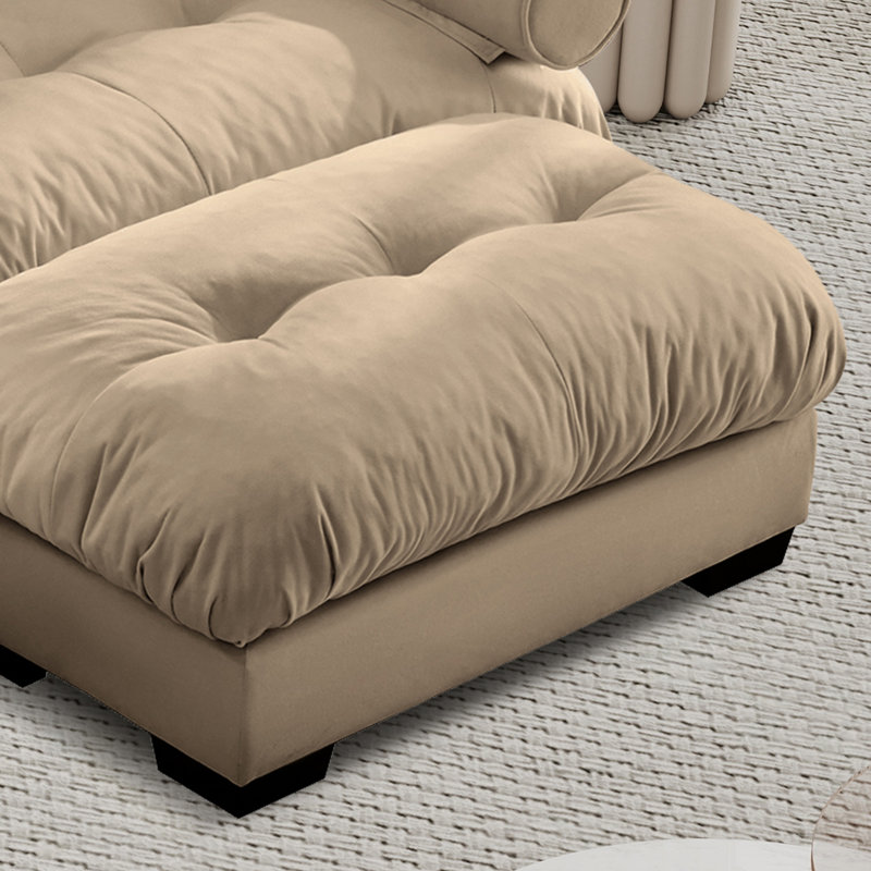 Canapé surdimensionné rembourré avec repose-pieds, Velours brun clair