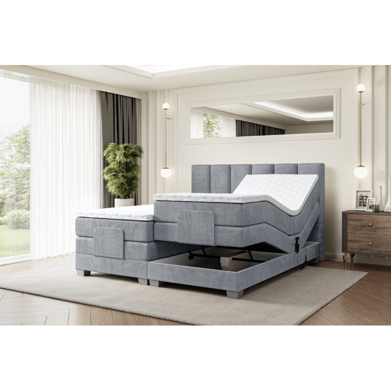 Hatchell Pocket Spring Mattress Divan Bed Base, 160cm W x 200cm L, in Grey