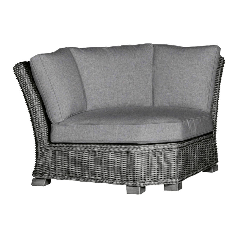 Canapé d'angle modulaire rustique tissé gris ardoise, Gris ardoise, InsideOut® Rollo ‑ lin dentelle, Welt