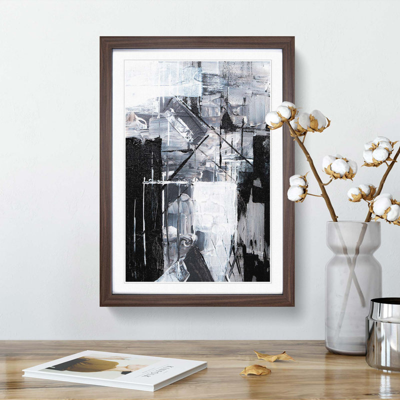 Abstract Art Painting Vol.335 by S.Johnson - Picture Frame Painting Print, 48cm H x 36cm W x 2cm D, Walnut Framed