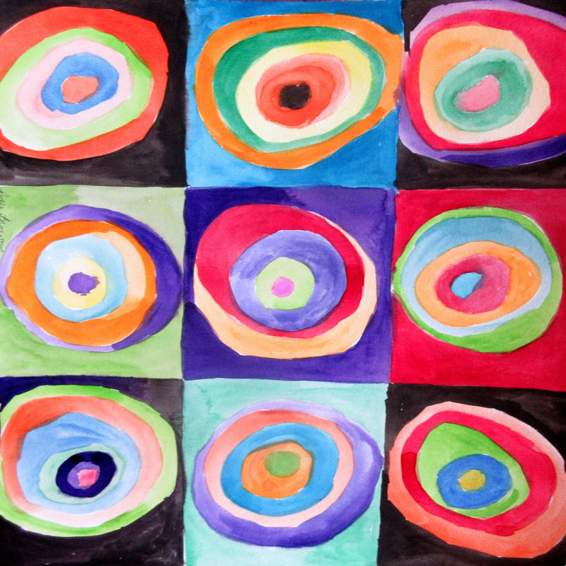 Impression sur toile tendue, "Kool Like Kandinsky" par Aerona Rosie, H 20 po x l 20 po