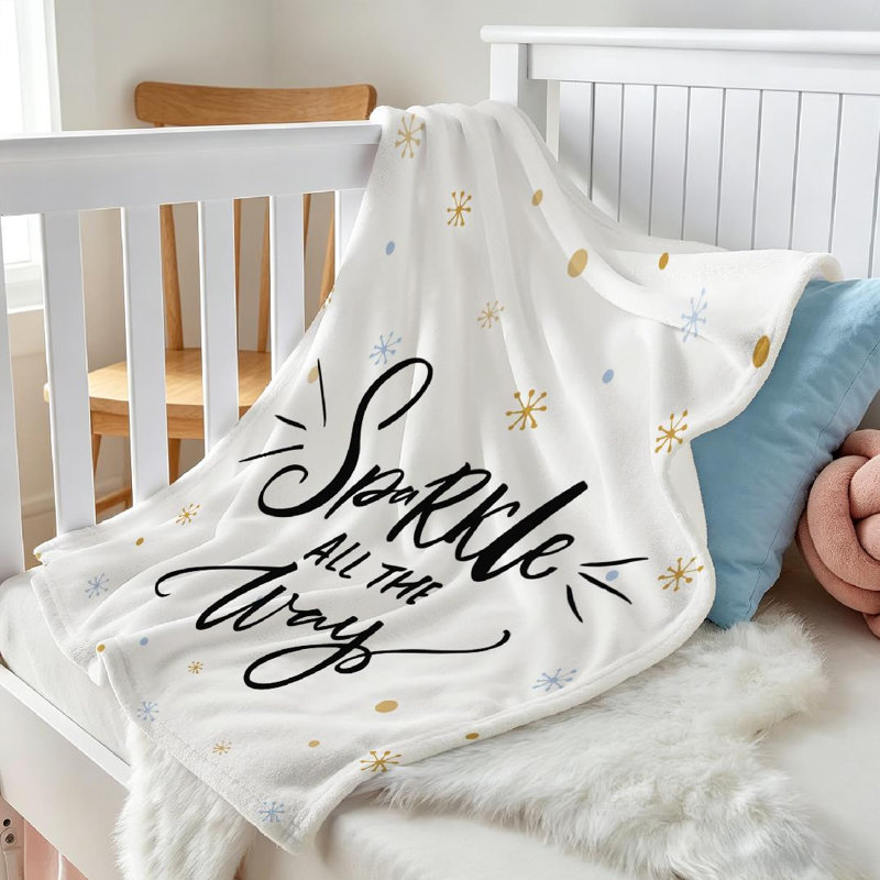Jeté en molleton noir ultra doux en flanelle, imprimé recto Sparkle All The Way, Throw 30" x 40"