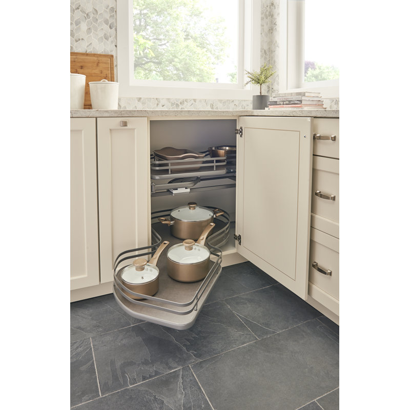 Orion Gray 2-Tier Blind Corner Cabinet Organizer