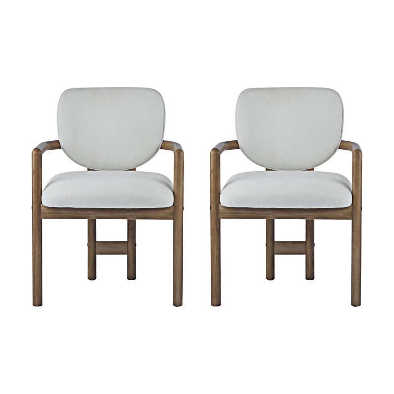 Chaise rembourrée avec accoudoirs (ensemble de 2), Brun clair