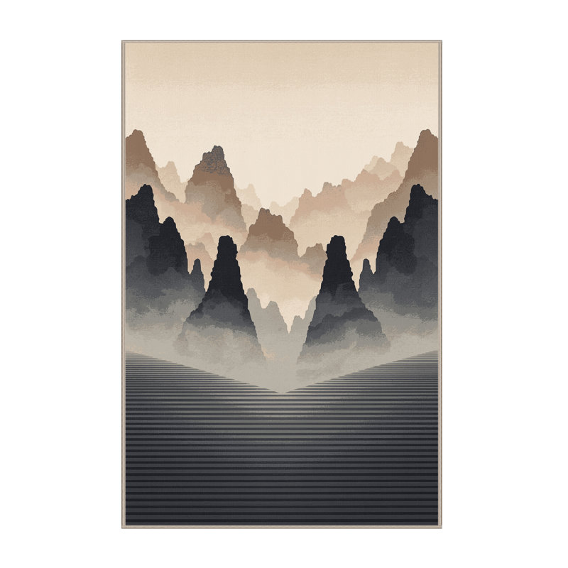 Tapis beige moelleux moelleux et moelleux contemporain beige Fairbanks Ha Long Bay - reliure beige, 5 x 7
