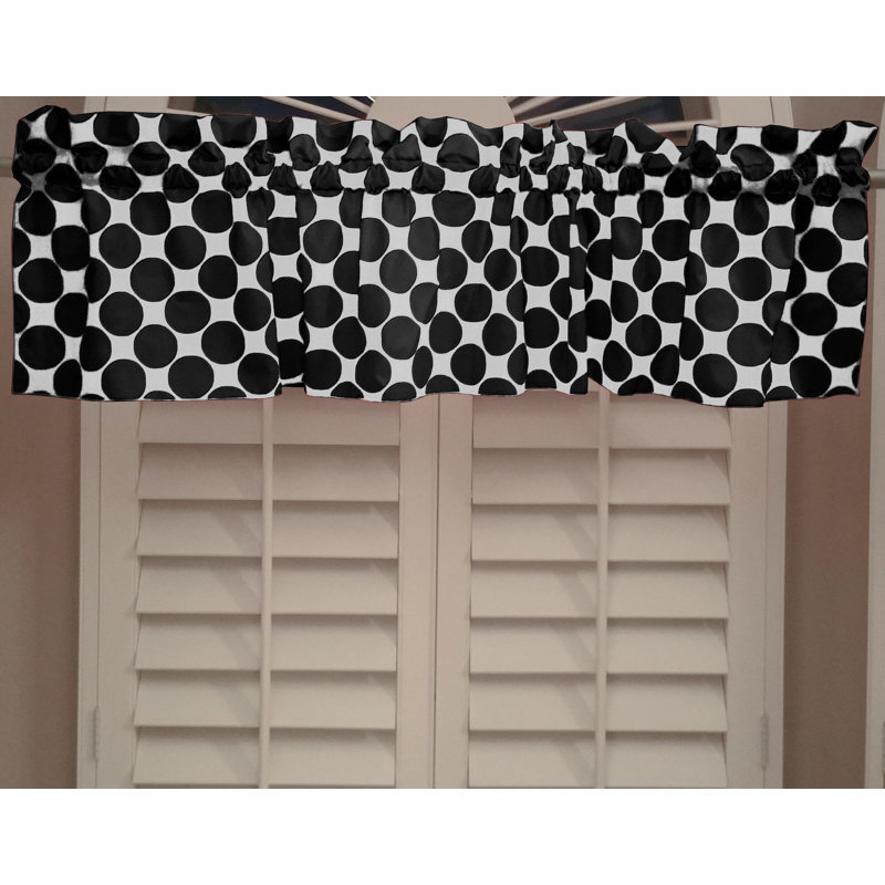 Cantonnière à large cercle à pois, L 58 po x L 20 po, Noir / blanc