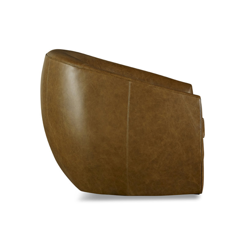 Leather Swivel Barrel Chair
