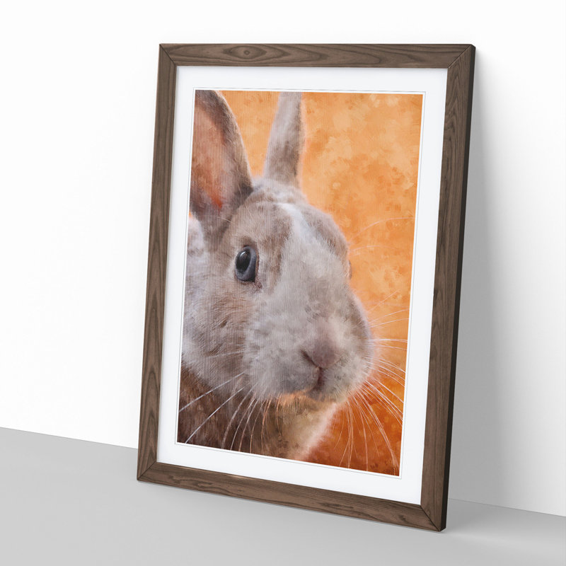 Bunny Rabbit in Colour - Picture Frame Graphic Art, 36cm H x 27cm W x 2cm D, Walnut Framed