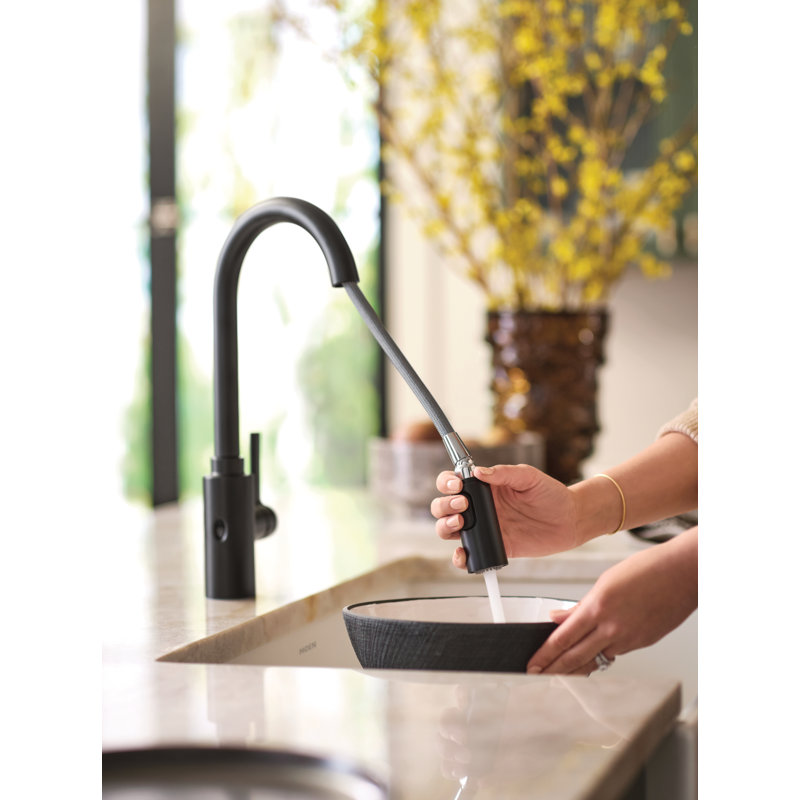 Genta LX Pull Down Touchless Single Handle Kitchen Faucet with Motionsense Wave and PowerClean, Matte Black