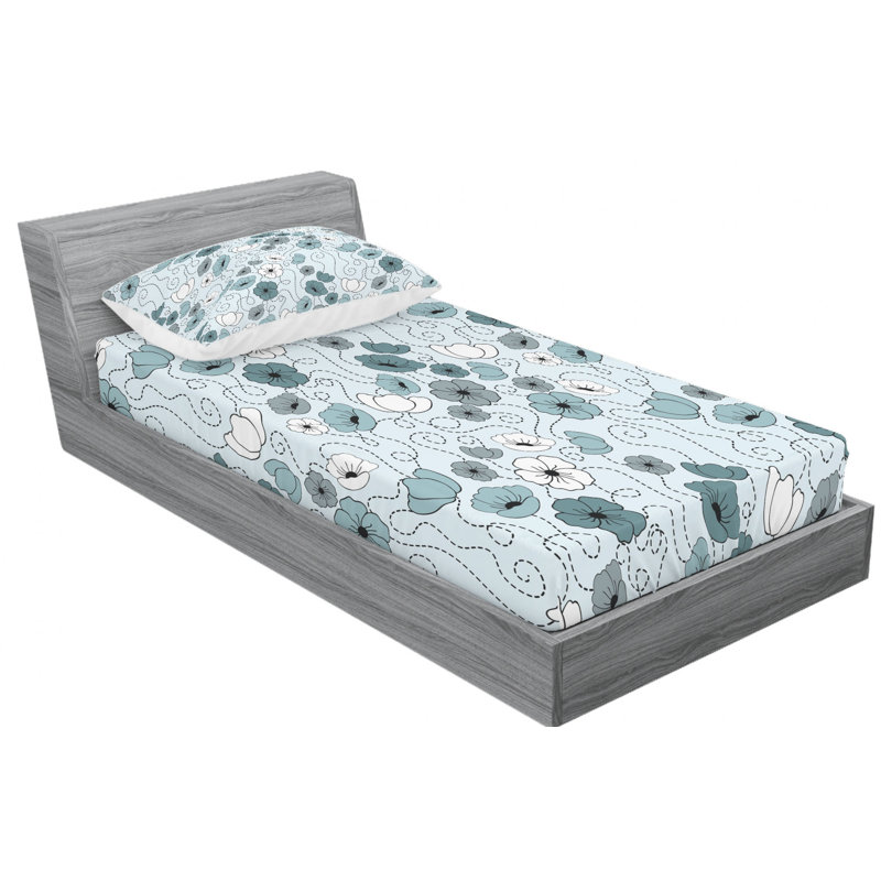 Microfiber Floral Sheet Set, Twin Sheet Set with Fitted Sheet