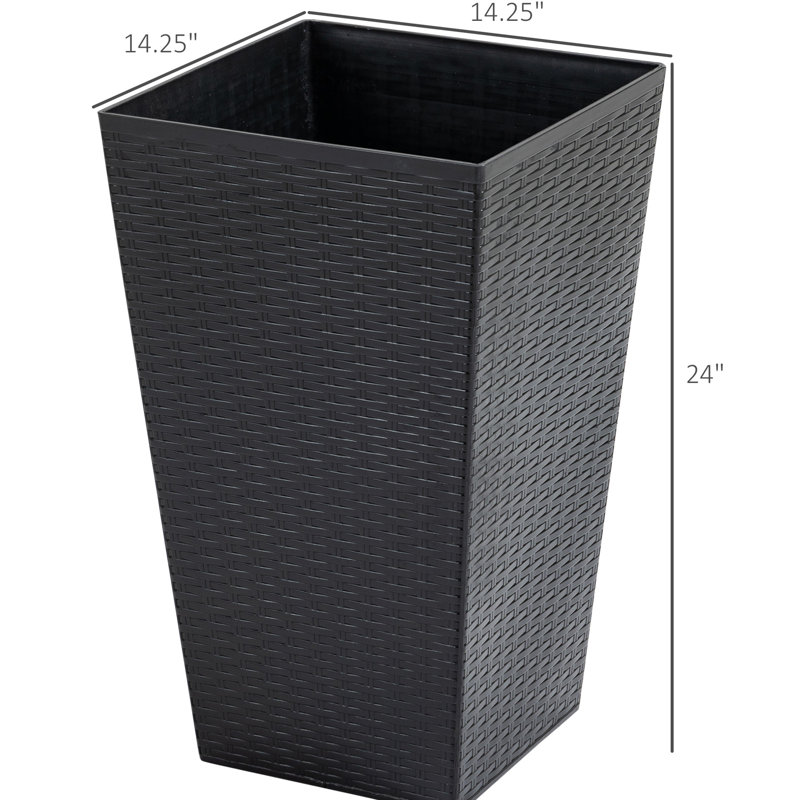 De 3 grands pots à fleurs, avec pots de drainage pour terrasse, noir, L 14,14 po x l 14,14 po H 24 po